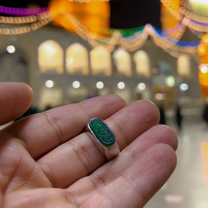 انگشتر عقیق سبز خراسان «ح‌س‌ی‌ن» - Image 3