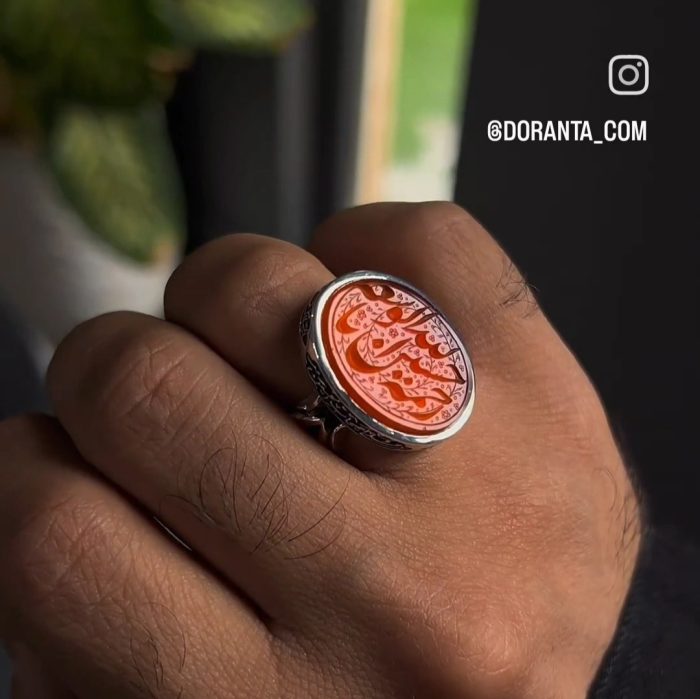 انگشتر عقیق پرتغالی «یا‌رحمةالله‌الواسعه‌حسین» - Image 3