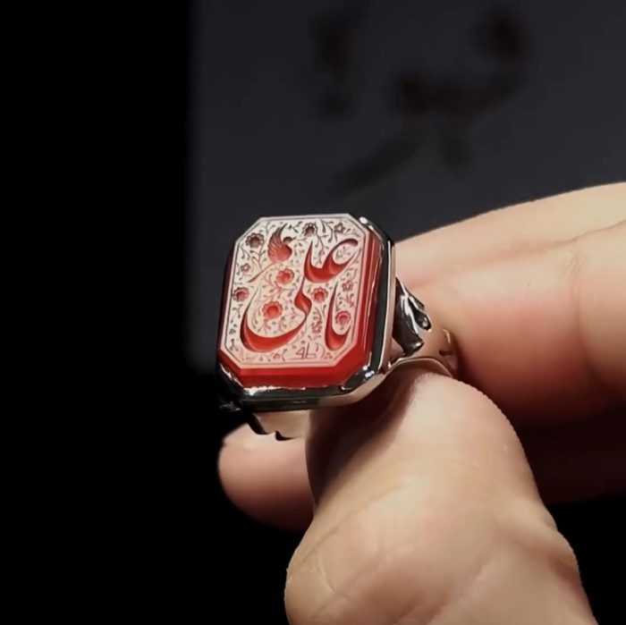 انگشتر عقیق سرخ «یا علی» - Image 3