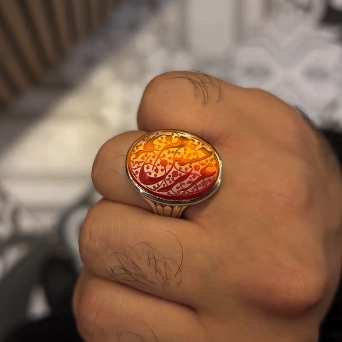 انگشتر عقیق سرخ دورنگ «عزیزم حسین» - Image 2