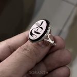 انگشتر عقیق مشکی تایپوگرافی علی